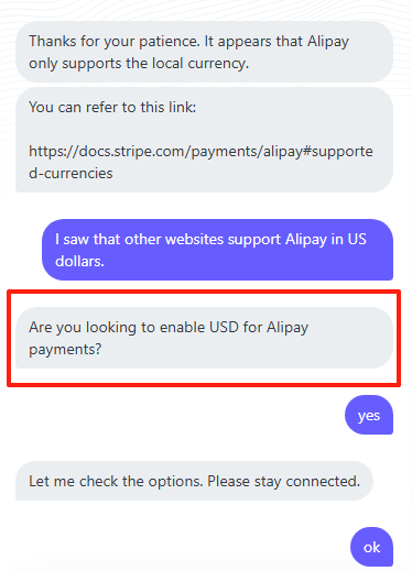 Stripe美元货币不支持支付宝支付怎么办?插图1 Stripe美元货币不支持支付宝支付怎么办?插图1